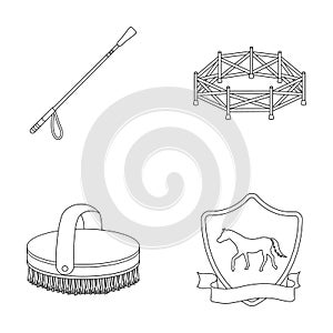 Aviary, whip, emblem, hippodrome .Hippodrome and horse set collection icons in outline style vector symbol stock