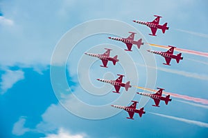 Aviatic show.Planes at an aviatic show