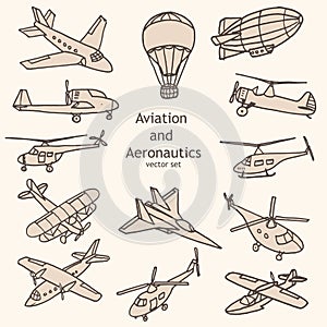 Aviation and Aeronautics objects vector collection photo