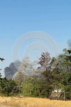 Aviation fire fighting over brush fire