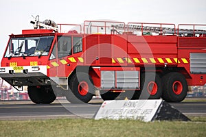 Aviation fire truck on airport runway