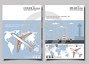 Aviation flyers set with airplane