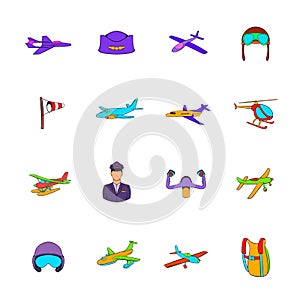 Aviation Icon Set, pop-art style