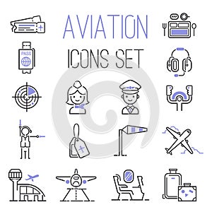 Aviation icons vector set.