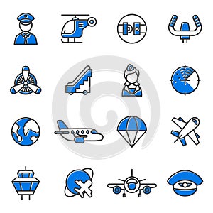 Aviation icons vector set