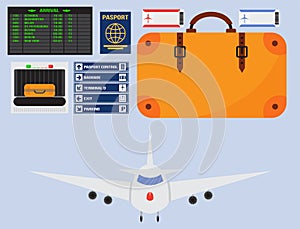 Aviation icons vector set airline graphic airplane airport transportation fly travel symbol illustration