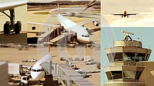 Aviation Industry Air Travel Business scene of airplanes landing at airport