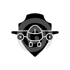 Aviation safety black glyph icon