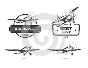 Aviation vector badges, logos, emblems, labels