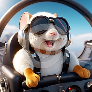 Aviator Adventures: A Cute Mouse Pilot Wearing Aviator Goggles, Rendered in Unreal Engine at 8K Resolution photo