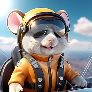 Aviator Adventures: A Cute Mouse Pilot Wearing Aviator Goggles, Rendered in Unreal Engine at 8K Resolution photo