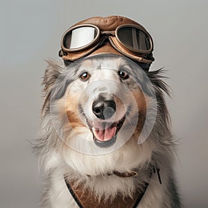 The Aviator Pup. A Brave Border Collie Ready for Adventure