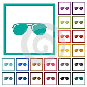 Aviator sunglasses with glosses flat color icons with quadrant frames photo