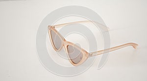 Aviator sunglasses gold frame with multicolor green mirror lens  on white background with clipping path. glasses