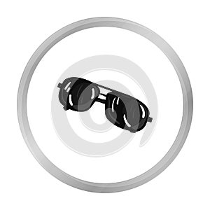 Aviator sunglasses icon in monochrome style isolated on white background. Golf club symbol stock vector illustration.