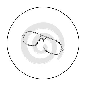 Aviator sunglasses icon in outline style isolated on white background. Golf club symbol stock vector illustration.