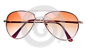 Aviator sunglasses on a white background