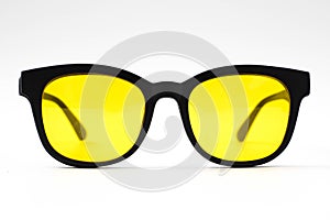 aviator yellow sunglasses isolated on white