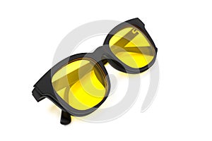 aviator yellow sunglasses isolated on white