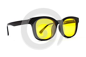 aviator yellow sunglasses isolated on white