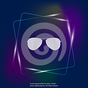 Aviators glasses vector neon light icon. Pilot`s glasses. Sung