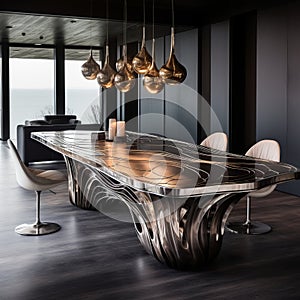 Avicii-inspired Dining Table With Liquid Metal Design