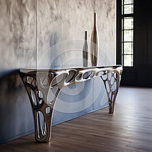 Avicii-inspired Liquid Metal Console Table With Zaha Hadid Style