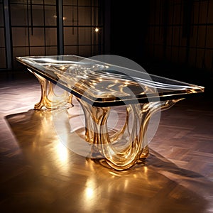 Avicii-inspired Liquid Metal Table With Gold And Glass