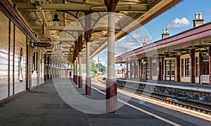 Aviemore train station platform on a summers day