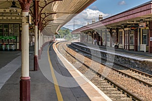 Aviemore train station platform on a summers day