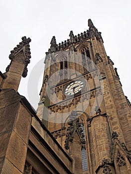 aview of the tower and clock of leeds minster formerly the city parish church