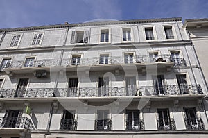 Avignon, 10th september: Rue Republique Main Street Historic building facade view Downtown of Avignon in Provence France