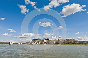Avignon across the Rhone River, France