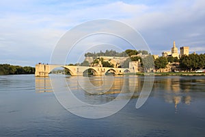 Avignon Bridge with Popes Palace, Pont Saint-Benezet, Provence,