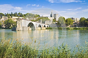 Avignon city with the ancient broken medieval bridge of Saint Benezet Europe-France-Provence