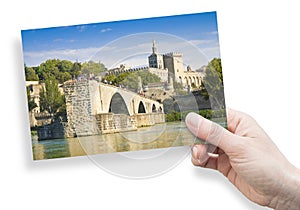 Avignon city with the ancient broken medieval bridge of Saint Benezet (Europe-France-Provence)