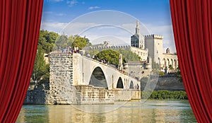 Avignon city with the ancient broken medieval bridge of Saint Benezet Europe-France-Provence - concept image