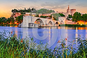 Avignon, France - Pont Avignon and medieval castle, Provence photo