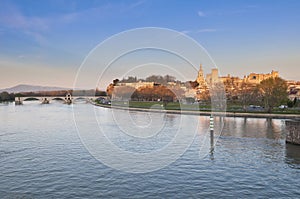 Avignon skyline as seen from Pont Edouard Daladier, France