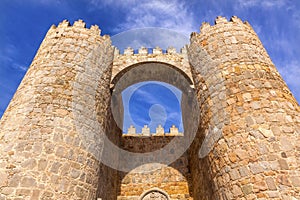 Avila Castle Town Walls Arch Gate Cityscape Castile Spain