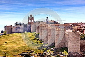 Avila Castle Walls Ancient Medieval City Cityscape Castile Spain