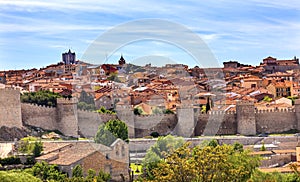 Avila Castle Walls Ancient Medieval City Cityscape Castile Spain