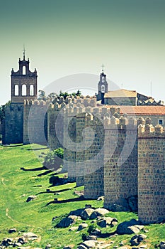 Avila. Detailed view of Avila walls, also known as murallas de avila photo