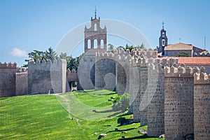 Avila. Detailed view of Avila walls, also known as murallas de avila photo