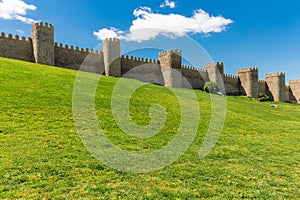 Avila. Detailed view of Avila walls, also known as murallas de avila