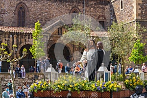 Aviles, Asturias, Spain, April 15, 2022. Holy Week procession in the city of Aviles in Asturias.
