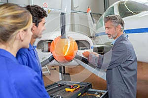 Avionics technician at work photo