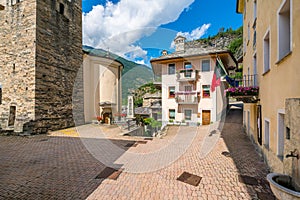 Avise on a sunny summer morning. Aosta Valley, Italy.