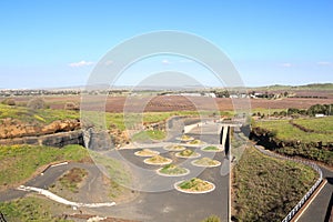 Avital Volcanic Park, border between Syria and Israeli occuppied Golan Heights with Quneitra Crossing, UNDOF camp