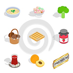 Avitaminosis icons set, isometric style